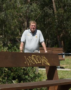 War memorial tagged before Remembrance Day