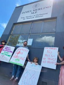 Local parents protest destruction of Djab Wurrung trees