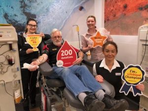 Veteran celebrates 200 donations