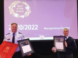 Two Yellingbo CFA firefighters recognised at Spirit of CFA awards