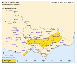 Damaging winds expected across the northeastern ranges