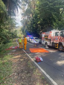 Driver avoids being trapped after driving off Belgrave-Gembrook Road in Menzies Creek