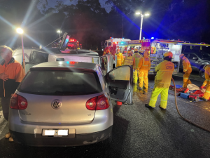 Woman rescued from mini-van after collision in Belgrave