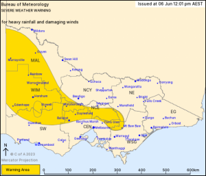 BOM forecasts heavy rain and damaging winds