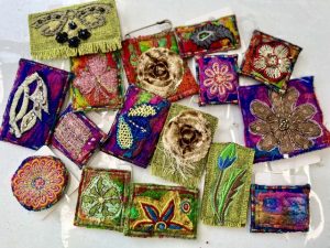 Upcycled sari ribbon brooches craft workshop at Belgrave Library