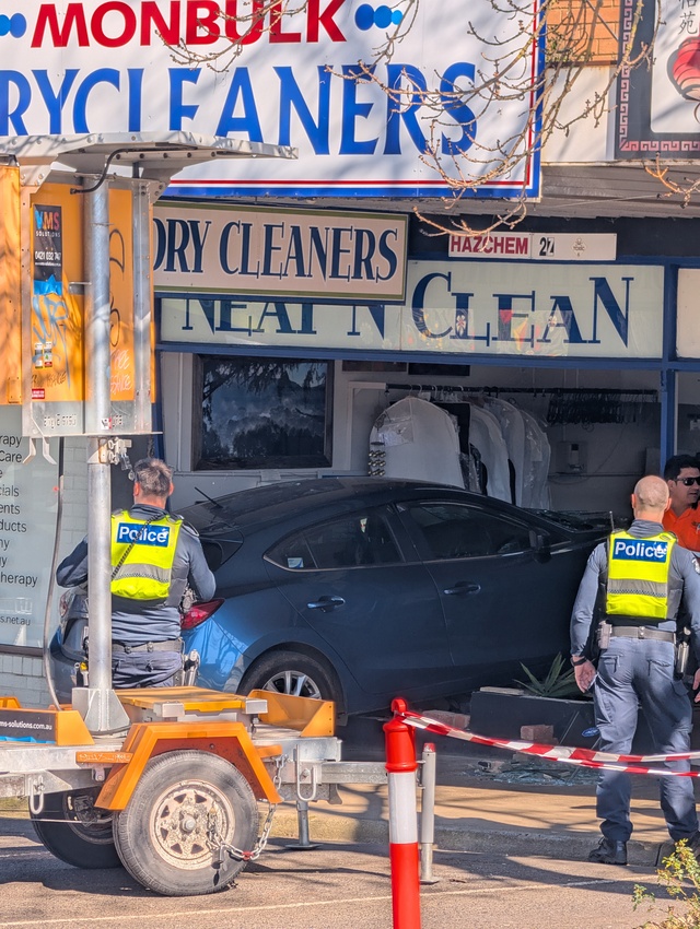 Vehicle smashes through Monbulk store