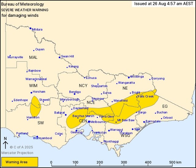 Damaging winds to hit eastern ranges